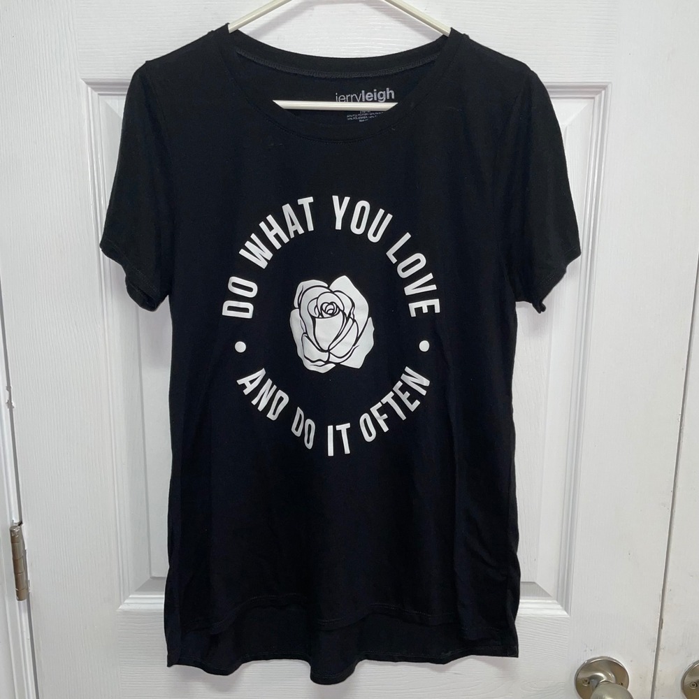 Jerry Leigh Graphic‎ Tee Do What You Love Rose Print Black XL/XG